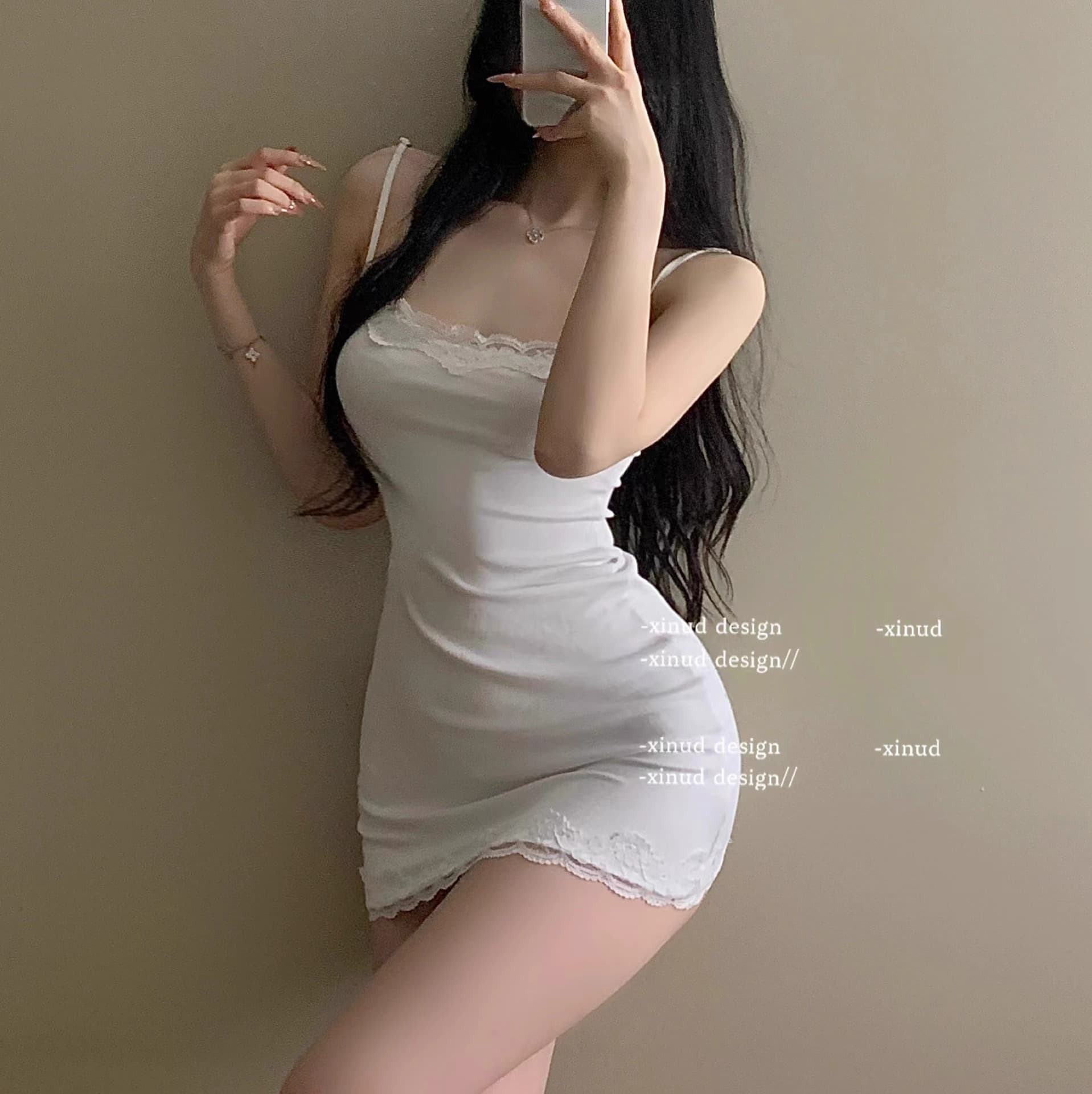 キャミワンピース 優美レースフリルキャミワンピース