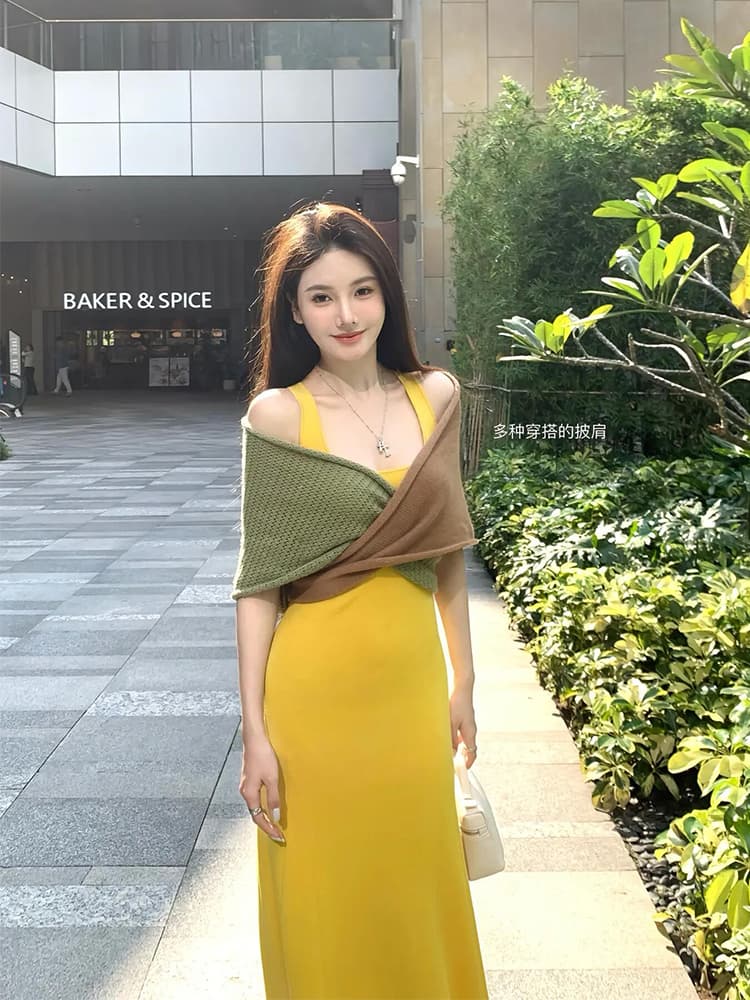 キャミワンピース シンプル優美ロングキャミワンピース